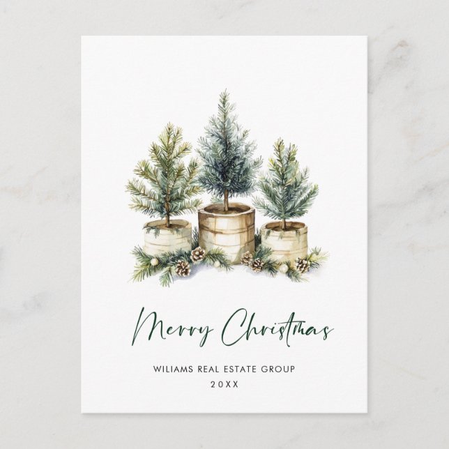 Cartão Postal Saudação da Companhia de Natal Elegante Pine Tree (Frente)