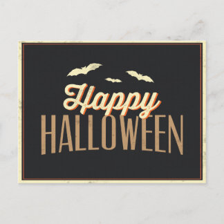 Cartão Postal Saudação da Tipografia do Feliz Halloween Bats