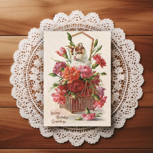 Cartão Postal Saudação de Aniversário Vintage Início dos anos 19