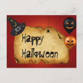 Cartão Postal Saudação de Bergaminho Antigo de Halloween