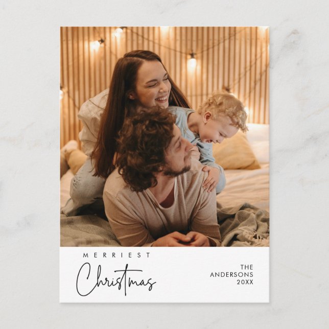 Cartão Postal Saudação de Felicidade Boas Festas Família Foto (Frente)