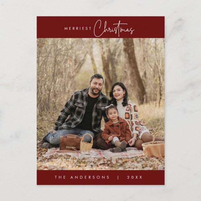 Cartão Postal Saudação de Felicidade Natal Mais Alegre Foto da F (Frente)