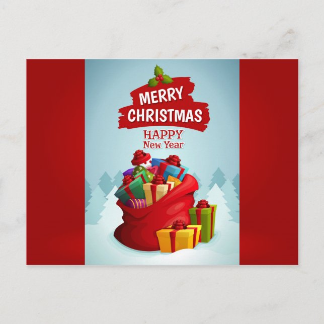 Cartão Postal Saudação de Feriados Felizes (Frente)