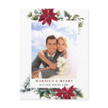 Saudação de Foto do Quadro de Poinsettia de Natal 