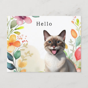 Cartão Postal Saudação de Gato Siames