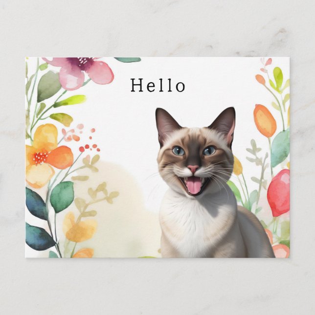 Cartão Postal Saudação de Gato Siames  (Frente)