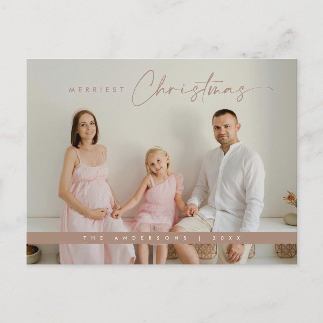 Cartão Postal Saudação de Natal Contemporânea, Foto da Família (Frente)