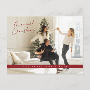 Cartão Postal Saudação de Natal Contemporânea, Foto da Família