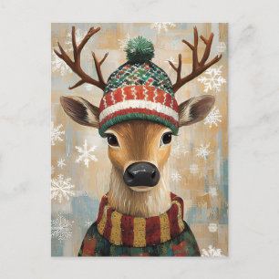 Cartão Postal Saudação de Natal Festivo a Deer