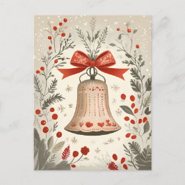 Cartão Postal Saudação de Natal Festivo Bell
