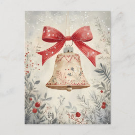 Cartão Postal Saudação de Natal Festivo Bell