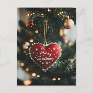 Cartão Postal Saudação de Natal Festivo com Coração