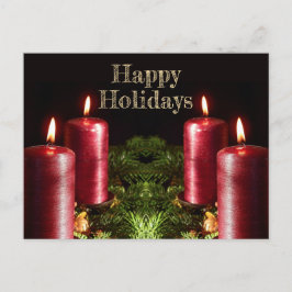 Cartão Postal Saudação de Natal Velas Vermelhas Férias de Invern