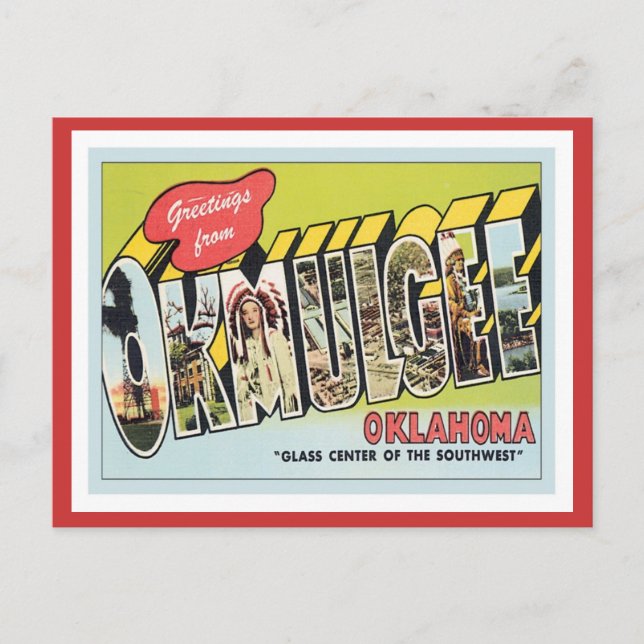 Cartão Postal Saudação De Okmulgee Oklahoma (Frente)