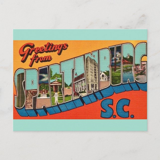 Cartão Postal Saudação de Spartanburg SC (Frente)
