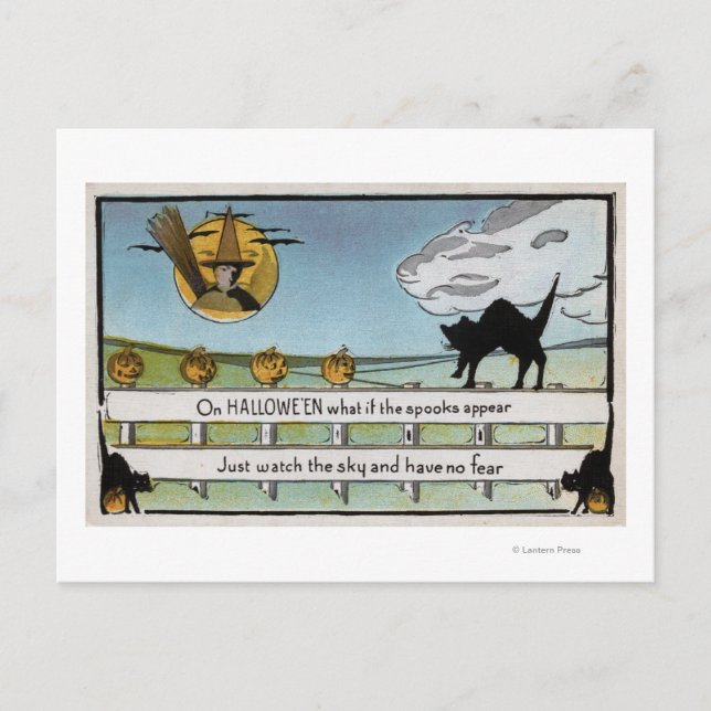 Cartão Postal Saudação do Dia das Bruxas (Frente)