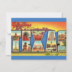 Cartão Postal Saudação do Estado do Texas Antigo
