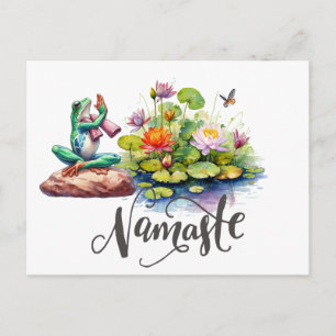 Cartão Postal Saudação do sapo Namaste ioga no lago