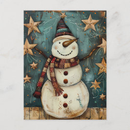 Cartão Postal Saudação Festiva de Natal com Snowman