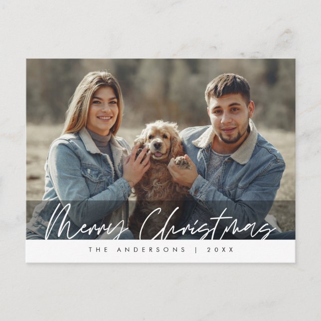 Cartão Postal Saudação Moderna, Feliz Posto de Fotos da Família  (Frente)