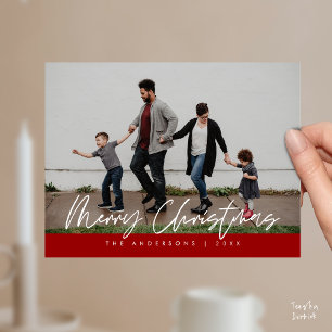 Cartão Postal Saudação Moderna, Foto de Família de Natal Feliz P