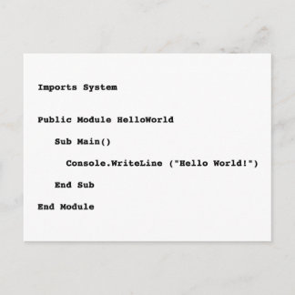 Cartão Postal Saudação Mundial do Visual Basic Hello