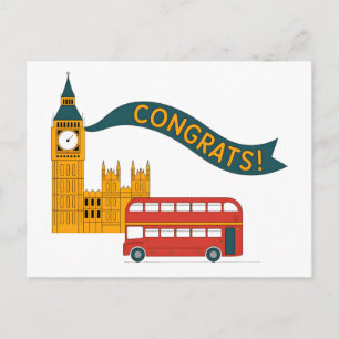 Cartão Postal Saudação "Parabéns!" com tema de Londres com Big B