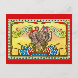 Cartão Postal Saudação Patriótica de Ação de Graças