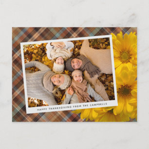 Cartão Postal Saudação personalizada de Ação de Graças em Plaid