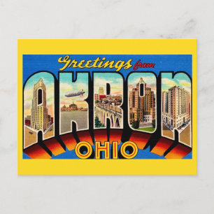 Cartão Postal Saudação Retro Akron Ohio 