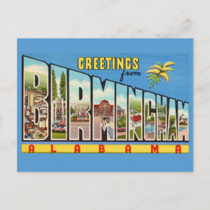 Cartão Postal Saudação Retro Birmingham AL