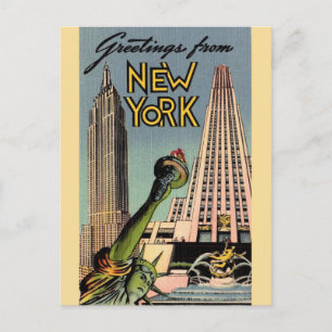 Cartão Postal Saudação Retro Nova York