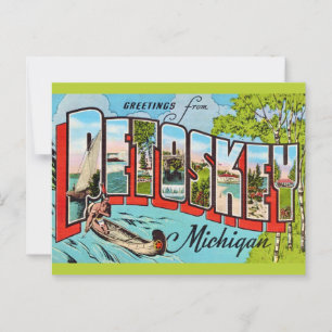 Cartão Postal Saudação Retro Petosky Michigan