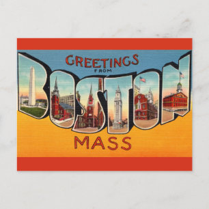 Cartão Postal Saudação Vintage Boston