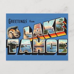 Cartão Postal Saudação Vintage Lake Tahoe