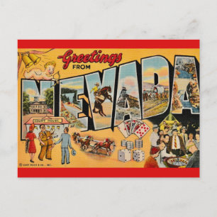 Cartão Postal Saudação Vintage Nevada