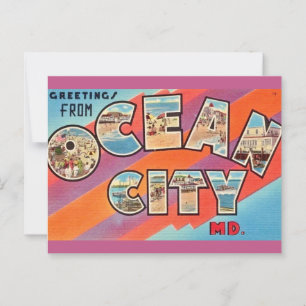 Cartão Postal Saudação Vintage Ocean City MD