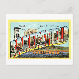 Cartão Postal Saudações Antigas de Bakersfield, Califórnia,