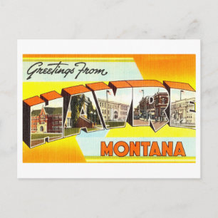 Cartão Postal Saudações Antigas de Havre, Montana,