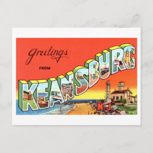 Cartão Postal Saudações Antigas de Keansburg, Nova Jersey,