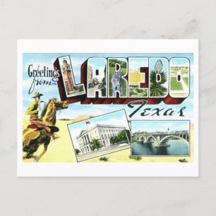 Cartão Postal Saudações Antigas de Laredo, Texas