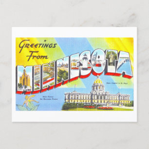 Cartão Postal Saudações Antigas de Minnesota