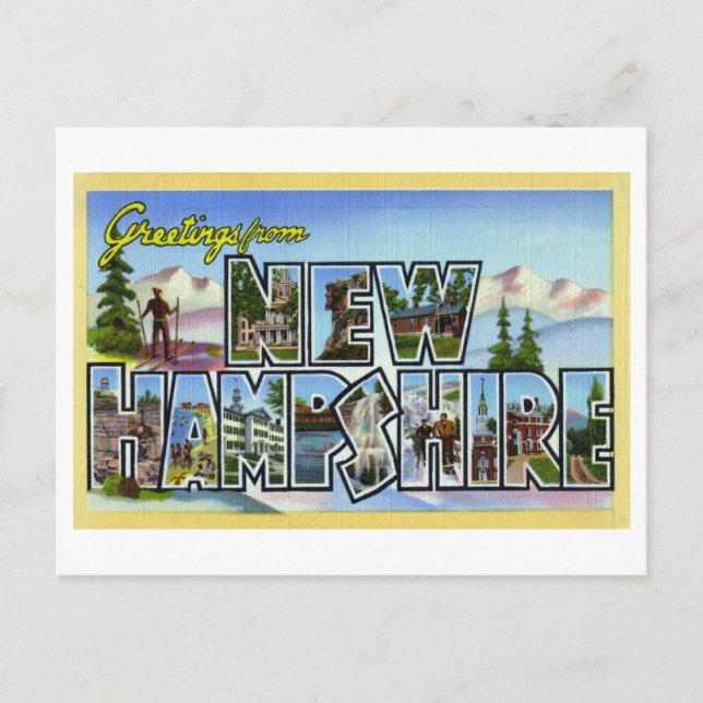 Cartão Postal Saudações Antigas de New Hampshire (Frente)