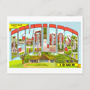 Cartão Postal Saudações Antigas de Oskaloosa, Iowa,