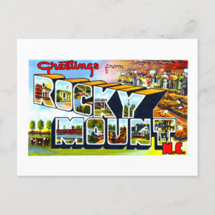 Cartão Postal Saudações Antigas de Rocky Mount, NC,