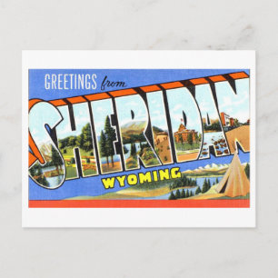 Cartão Postal Saudações Antigas de Sheridan, Wyoming,