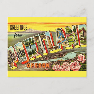 Cartão Postal Saudações Antigas Portland Oregon