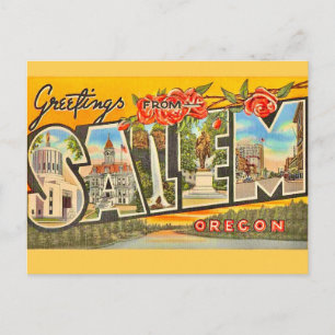 Cartão Postal Saudações Antigas Salem Oregon
