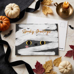 Cartão Postal Saudações Assustadorasurs Gatinho Múmia Halloween