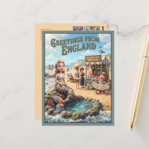 Cartão Postal Saudações Caprichosas da Inglaterra Viagens 3D